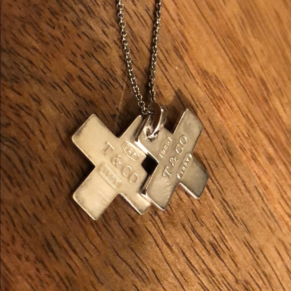 Tiffany & co double charm with chain